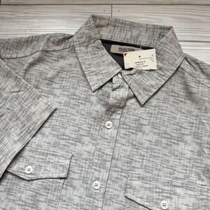 Kenneth Cole Reaction Shirt Mens Small Gray Short Sleeve‎ Button Up Performance